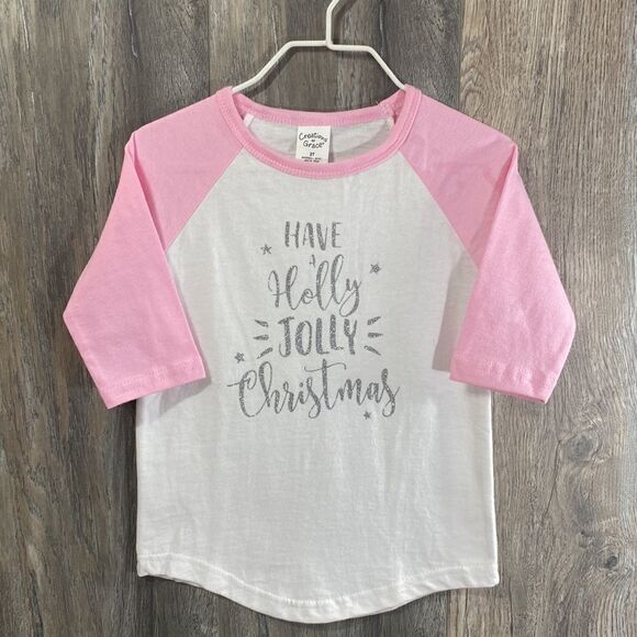 2T  Glitter Christmas Baseball Tee - Picture 2 of 7